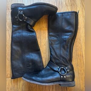 Frye Phillip Black Leather Harness Boot